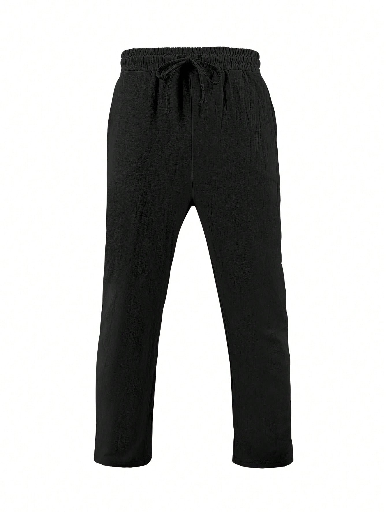 2 pièces/Set Tenue en lin pour homme, chemise à manches courtes boutonnée simple unie et pantalon