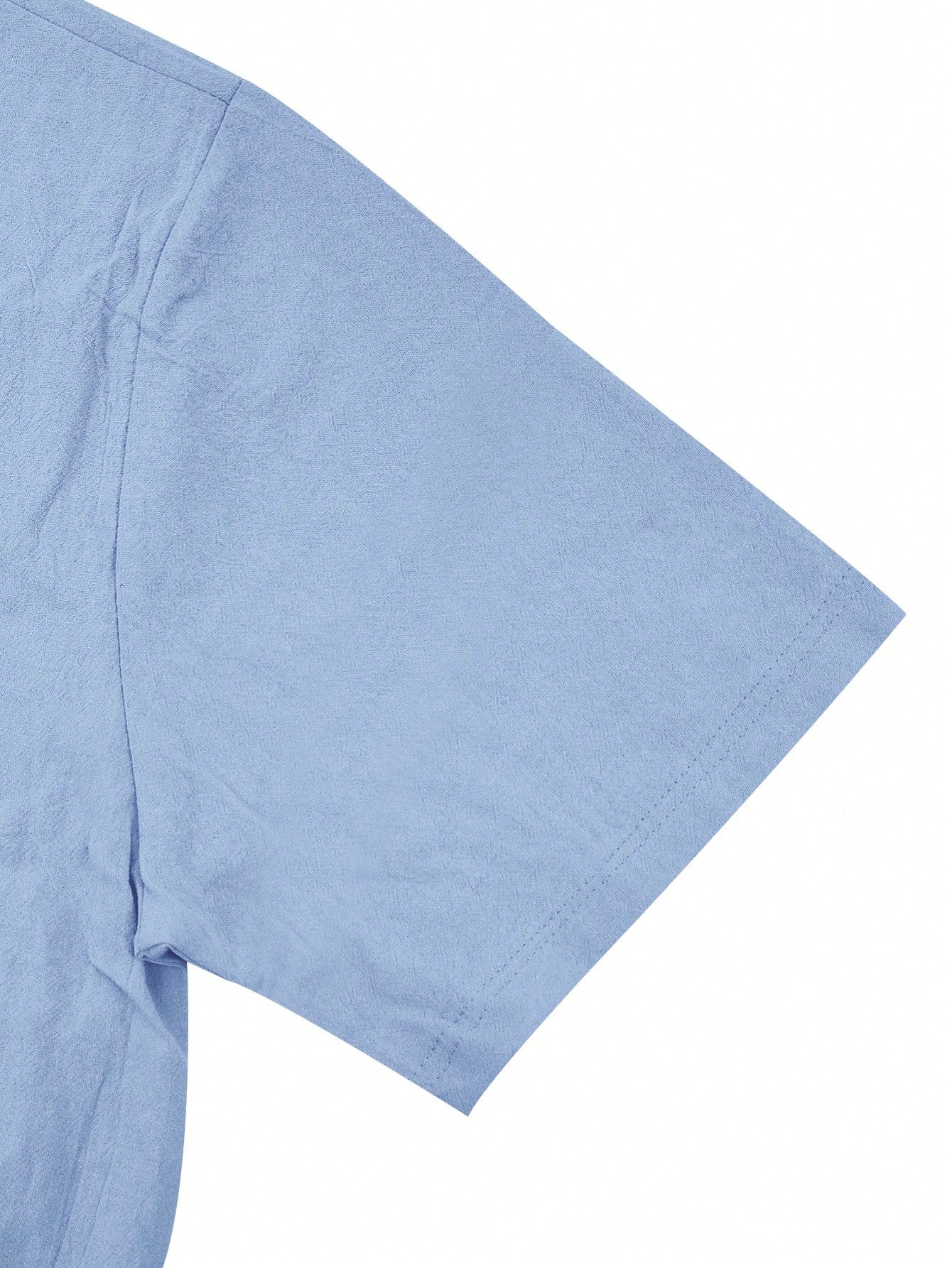 2 pièces/Set Tenue en lin pour homme, chemise à manches courtes boutonnée simple unie et pantalon