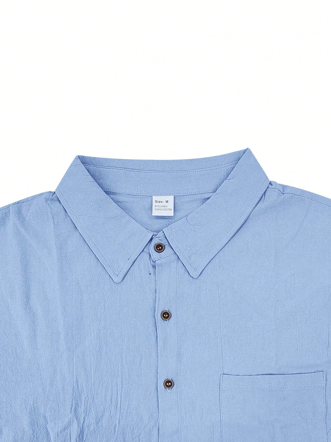 2 pièces/Set Tenue en lin pour homme, chemise à manches courtes boutonnée simple unie et pantalon
