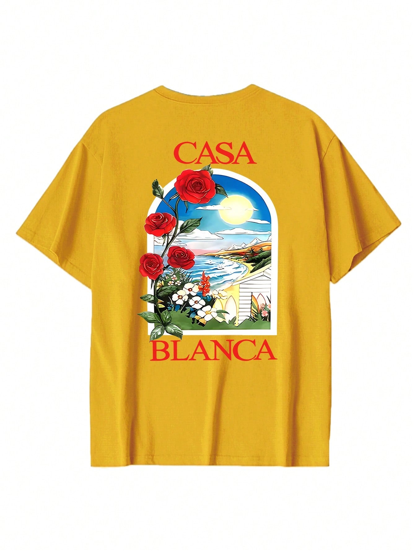 T-shirt en coton côtelé pour homme, imprimé plage rose romantique, hauts à manches courtes noirs doux pour homme