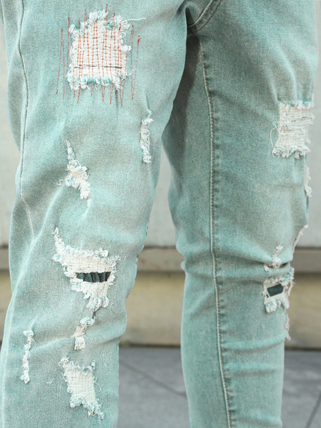Manfinity LEGND Jeans en denim délavé simple avec poche pour hommes, portés tous les jours de façon décontractée
