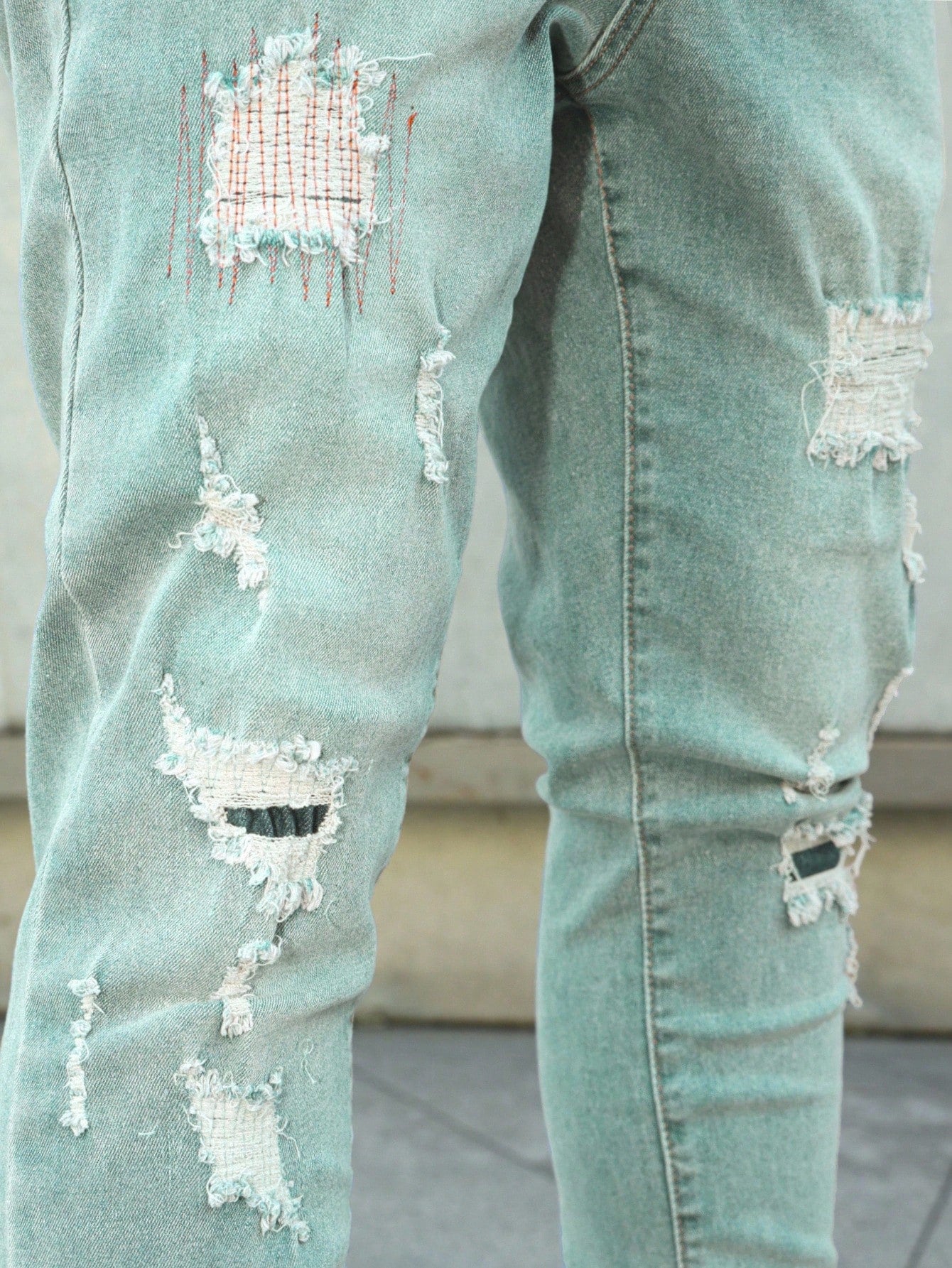 Manfinity LEGND Jeans en denim délavé simple avec poche pour hommes, portés tous les jours de façon décontractée