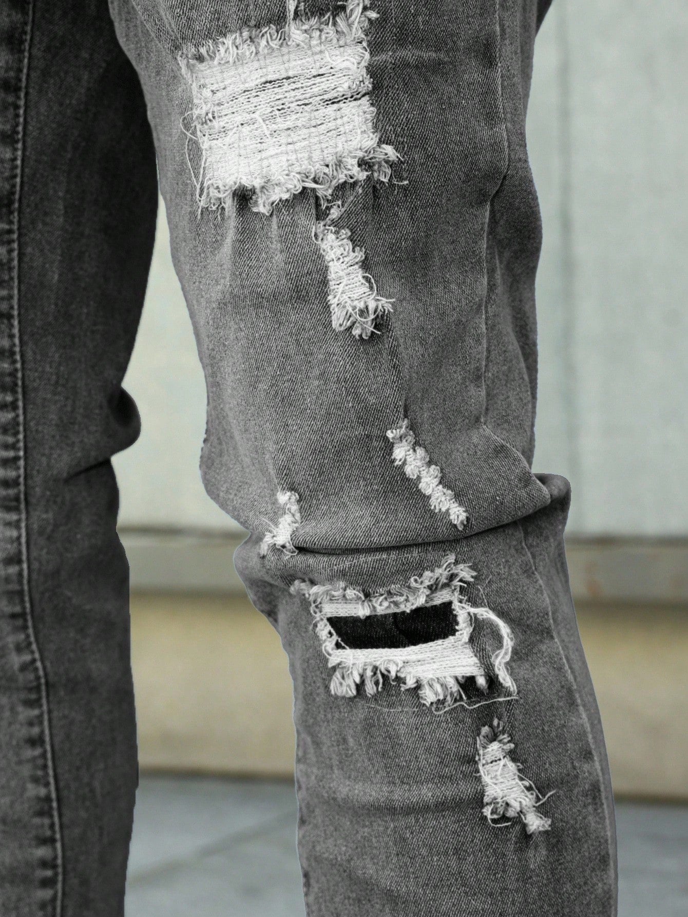 Manfinity LEGND Jeans en denim délavé simple avec poche pour hommes, portés tous les jours de façon décontractée