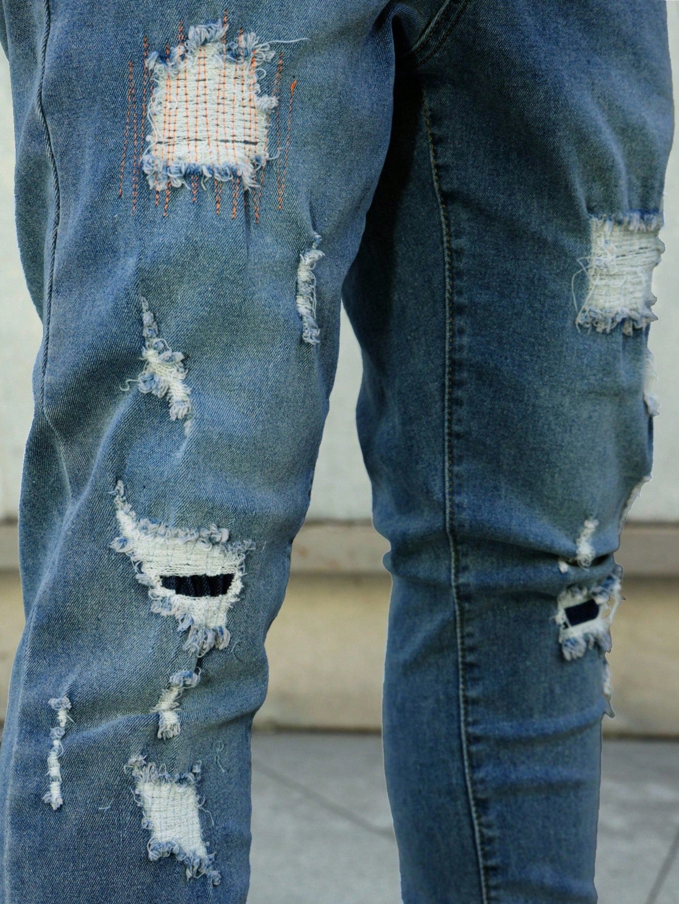 Manfinity LEGND Jeans en denim délavé simple avec poche pour hommes, portés tous les jours de façon décontractée