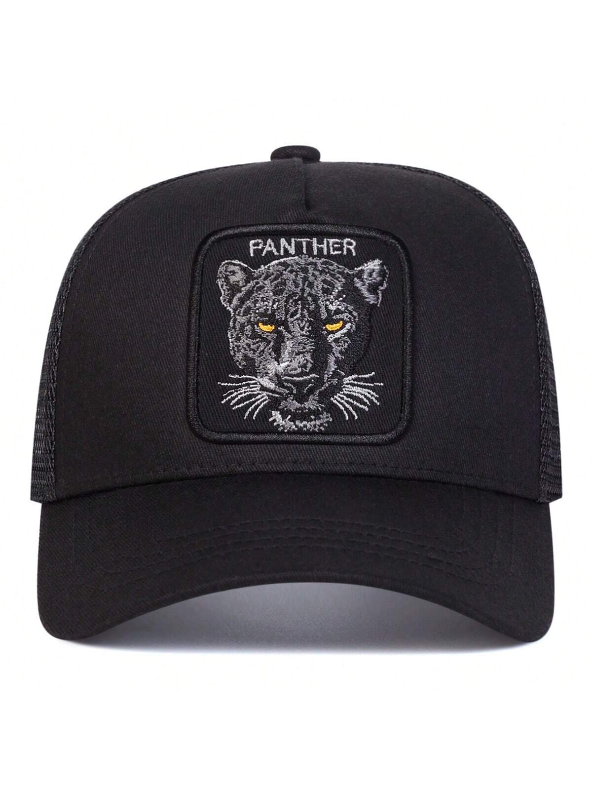 1 pièce Casquette de baseball pour hommes avec broderie léopard, casquette en filet décontractée pour une protection solaire en extérieur lors des voyages ou de vacances à la plage au printemps et en automne