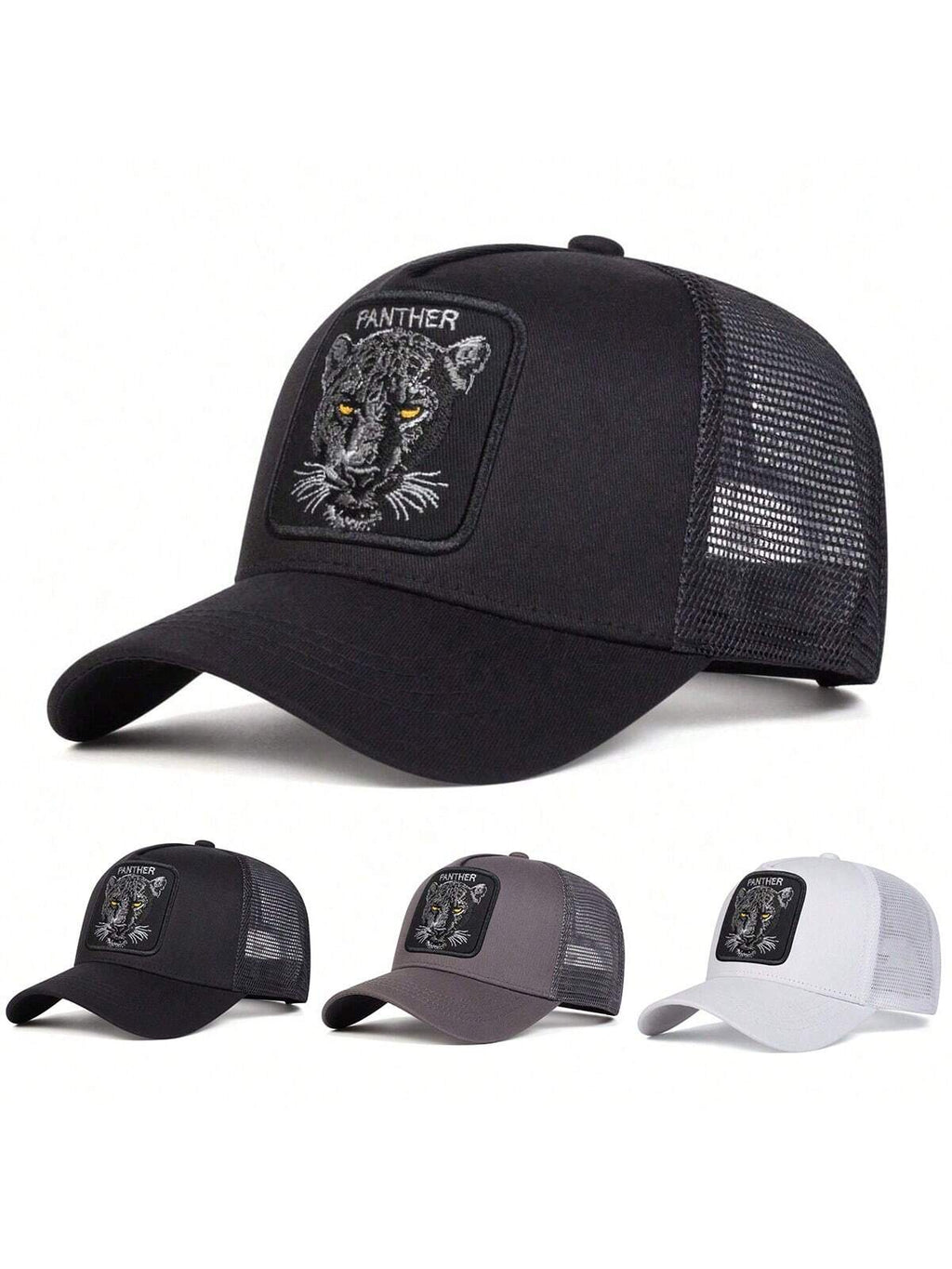 1 pièce Casquette de baseball pour hommes avec broderie léopard, casquette en filet décontractée pour une protection solaire en extérieur lors des voyages ou de vacances à la plage au printemps et en automne