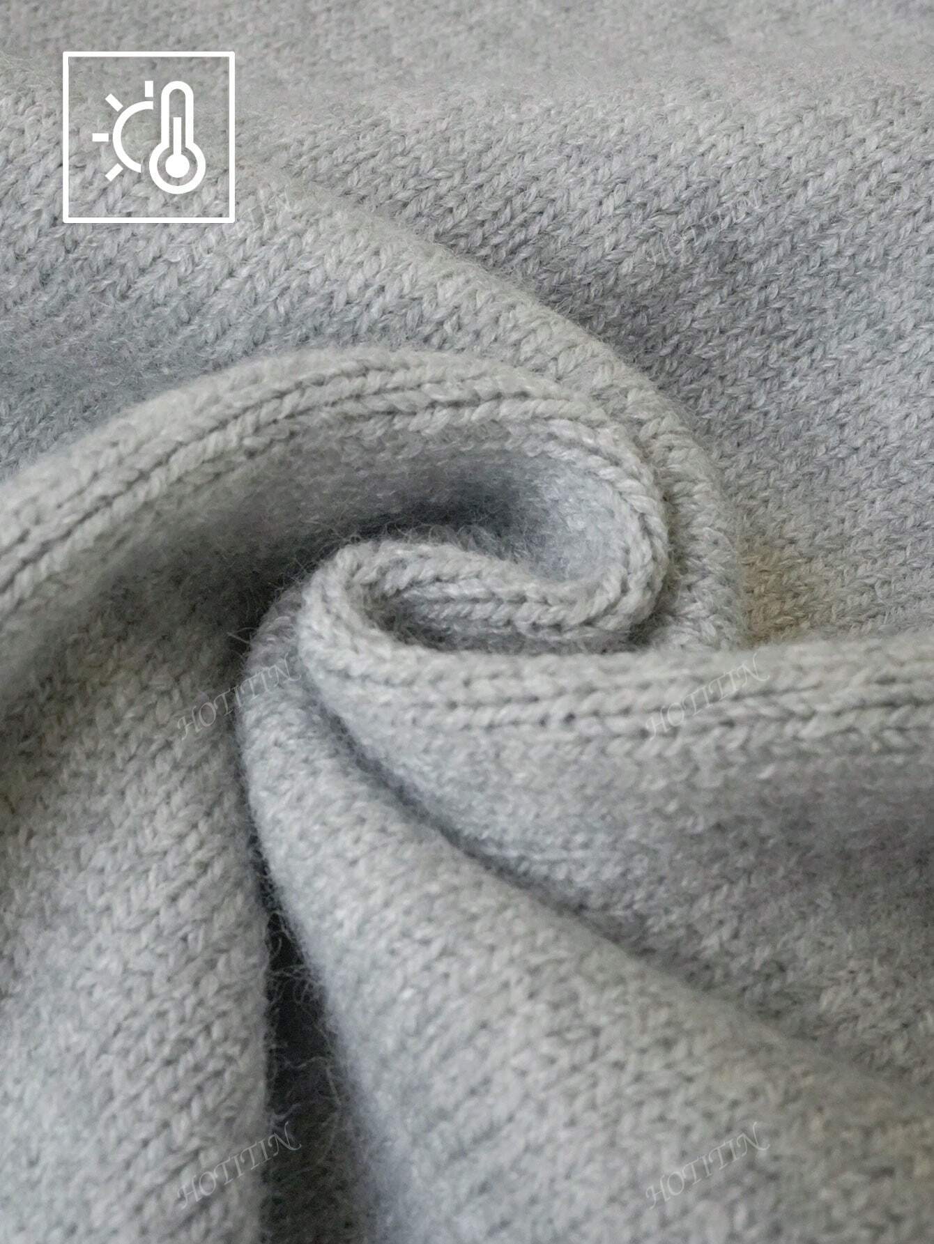 Femme Cardigan pull col rond à manches longues, minimaliste, couleur unie avec broderie de lapin, décontracté pour l'automne/l'hiver