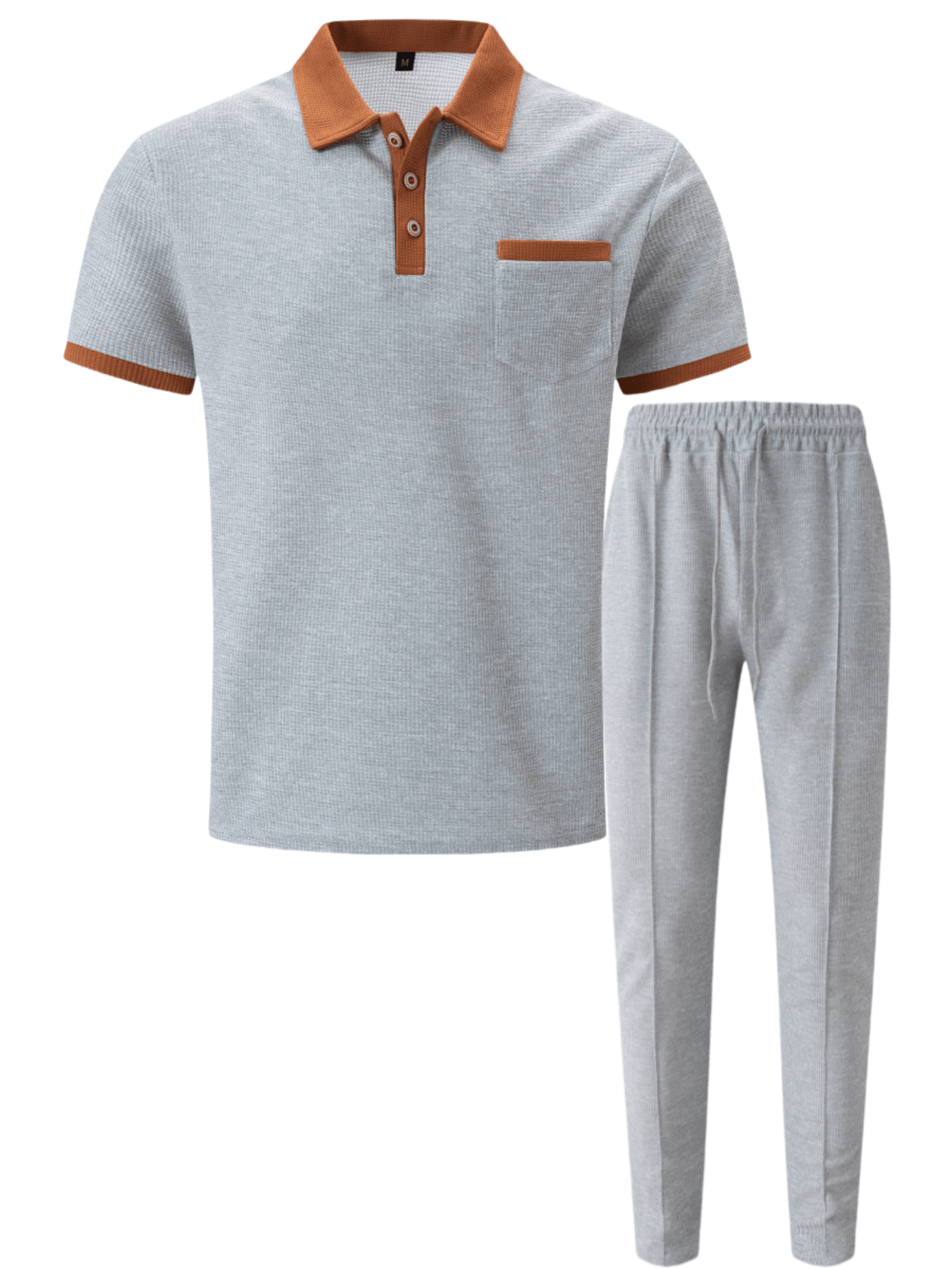 2 pièces Ensemble de sport pour homme, polo à manches courtes casual + pantalon long