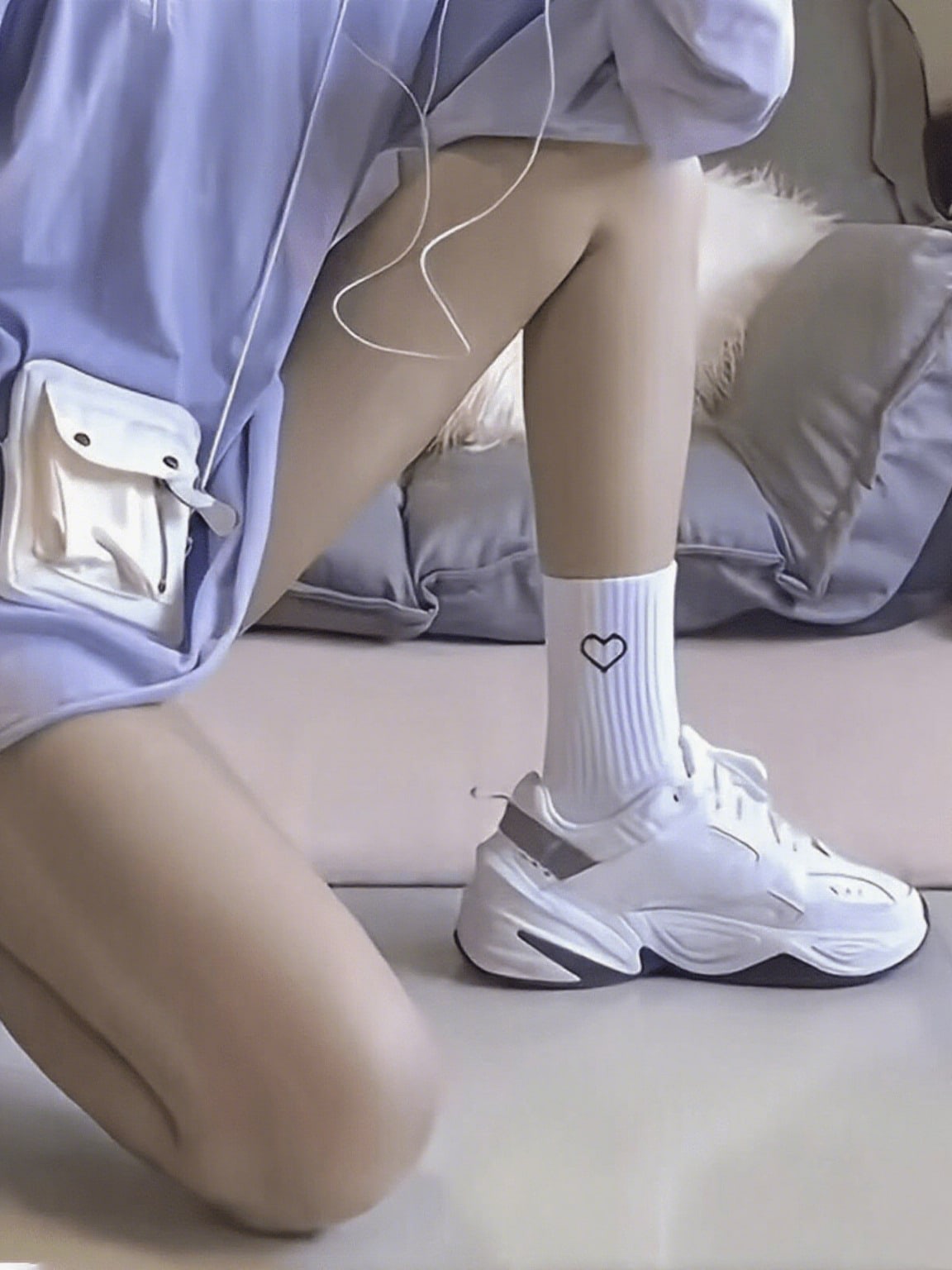 10 paires de chaussettes longues de sport avec motif cœur, bas et collants pour femmes (1/3/6/10 paires)