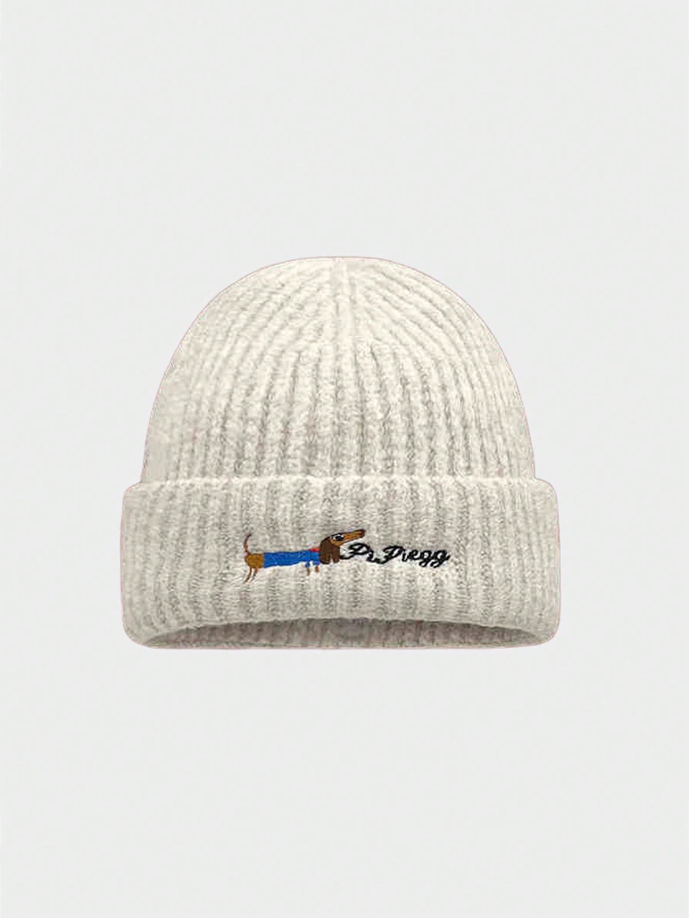 Bonnet tricoté avec broderie de lettres de chiot mignon, chaud et pour hommes et femmes, bonnet d'hiver pour couple