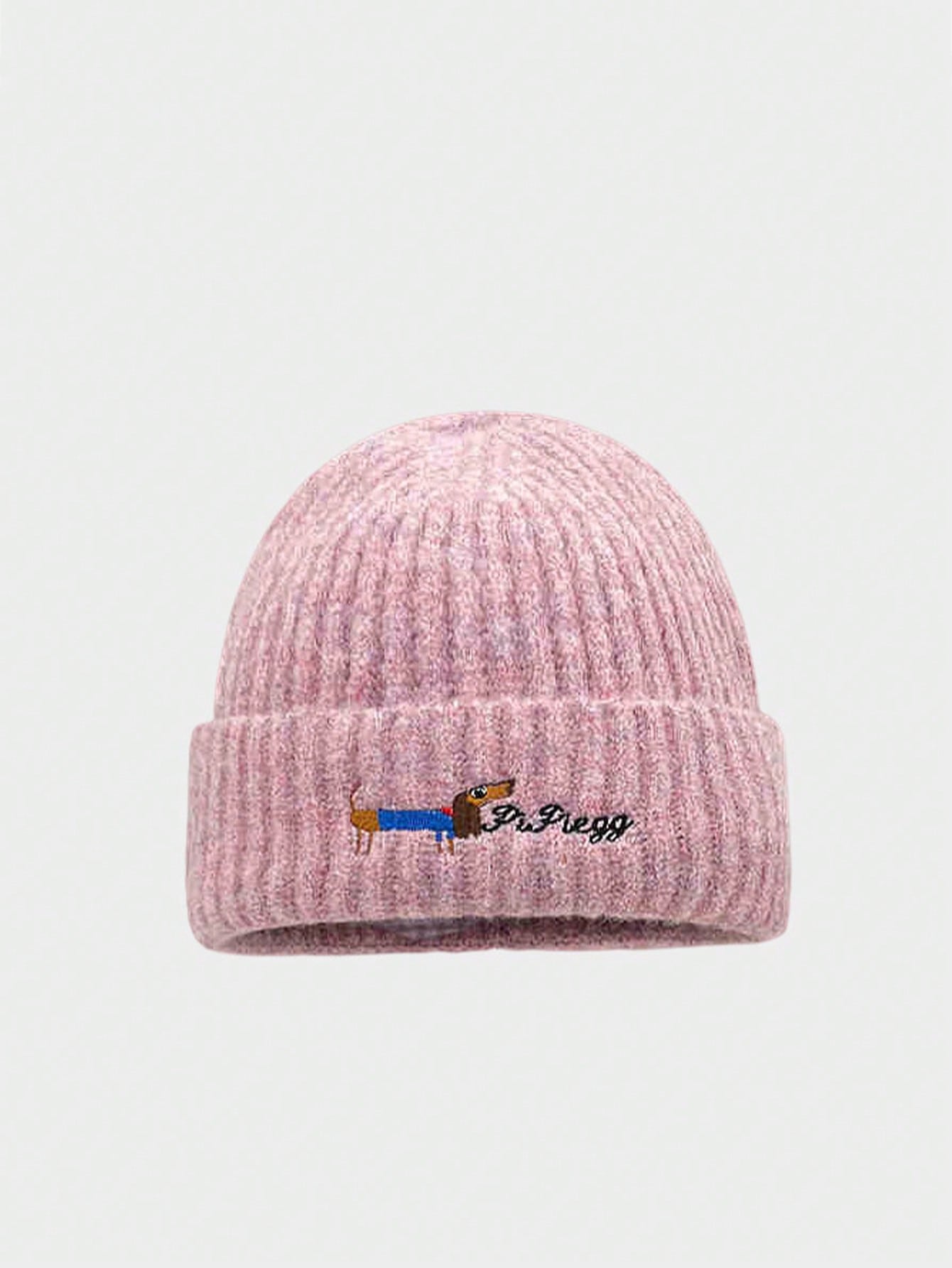 Bonnet tricoté avec broderie de lettres de chiot mignon, chaud et pour hommes et femmes, bonnet d'hiver pour couple