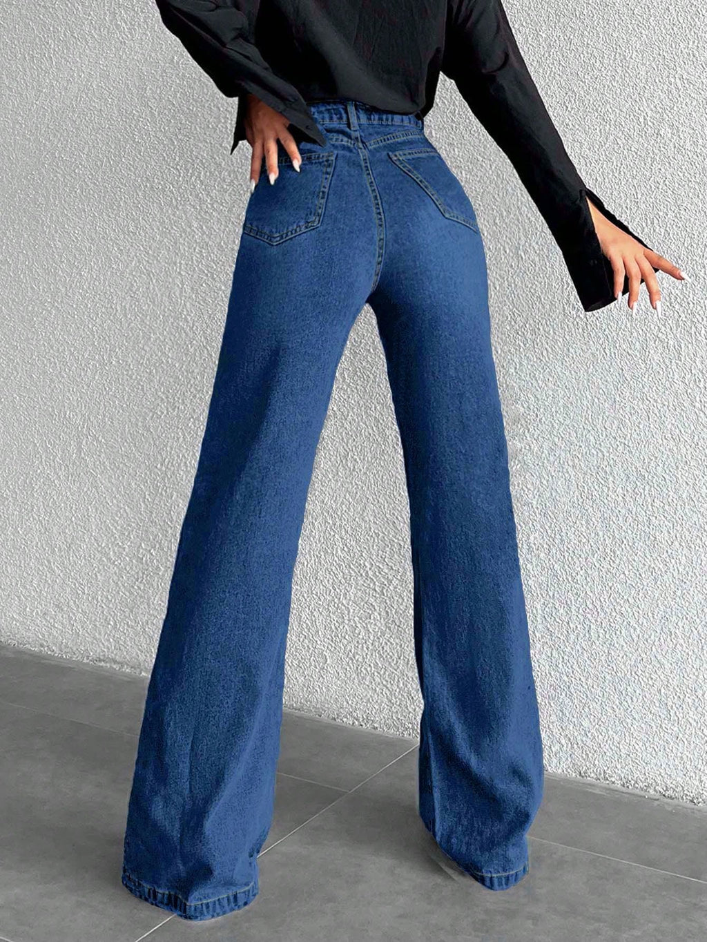 Jeans grande taille à jambes larges en coton 100%