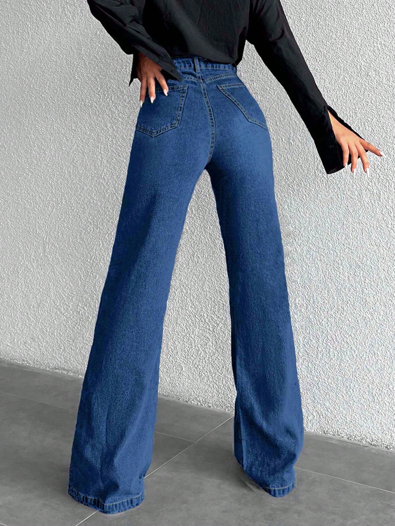Jeans grande taille à jambes larges en coton 100%