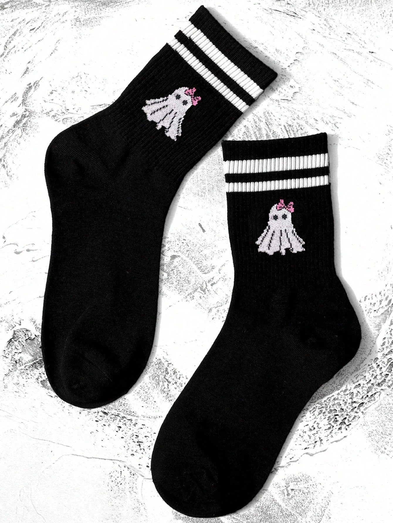 1/3/6 paires de chaussettes mi-mollet de couleur unie noire/blanche/grise et à double rayure, convenant aux activités extérieures, chaussettes mi-mollet décontracté, chaussettes d'hiver unisexes, chaussettes hautes