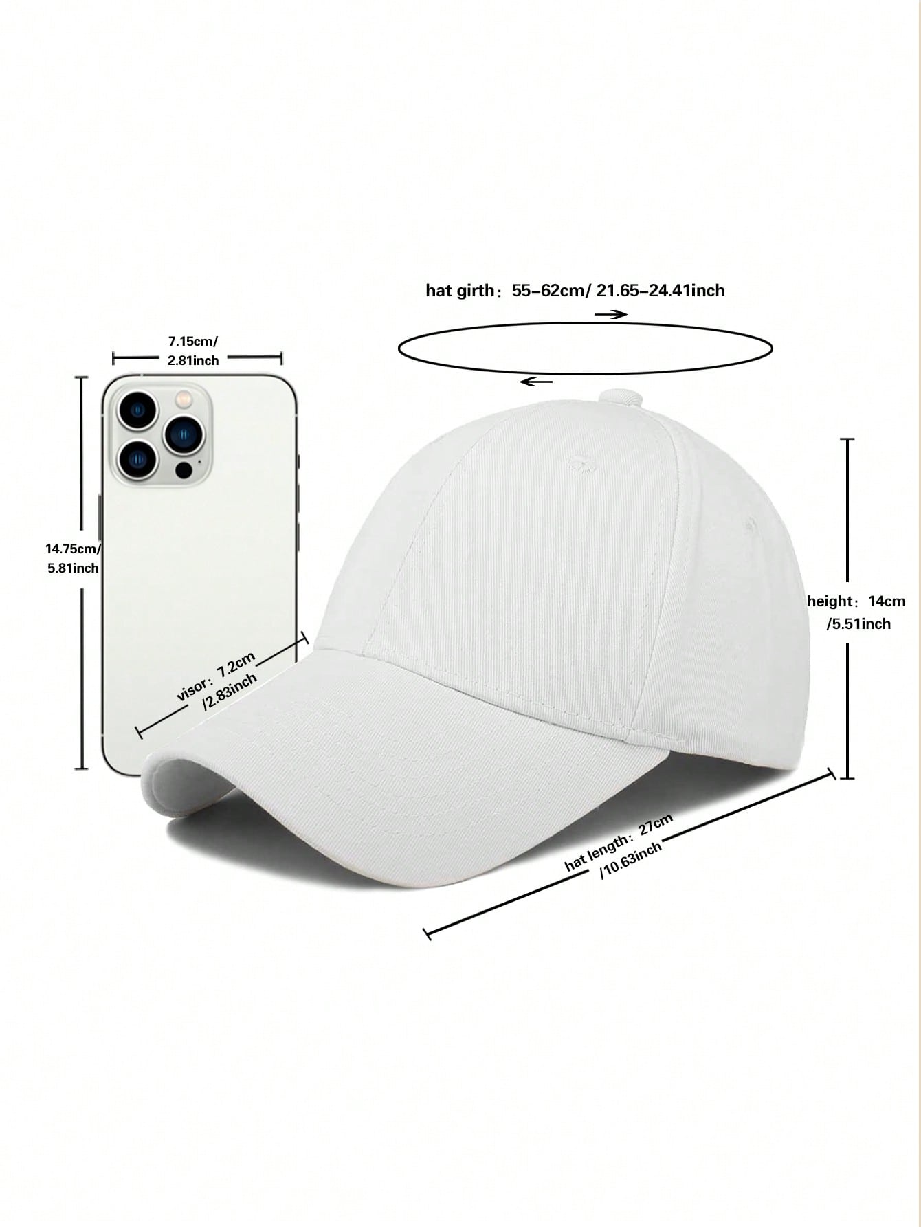 1 pièce Casquette de baseball simple, casual et ajustable de couleur unie, unisexe