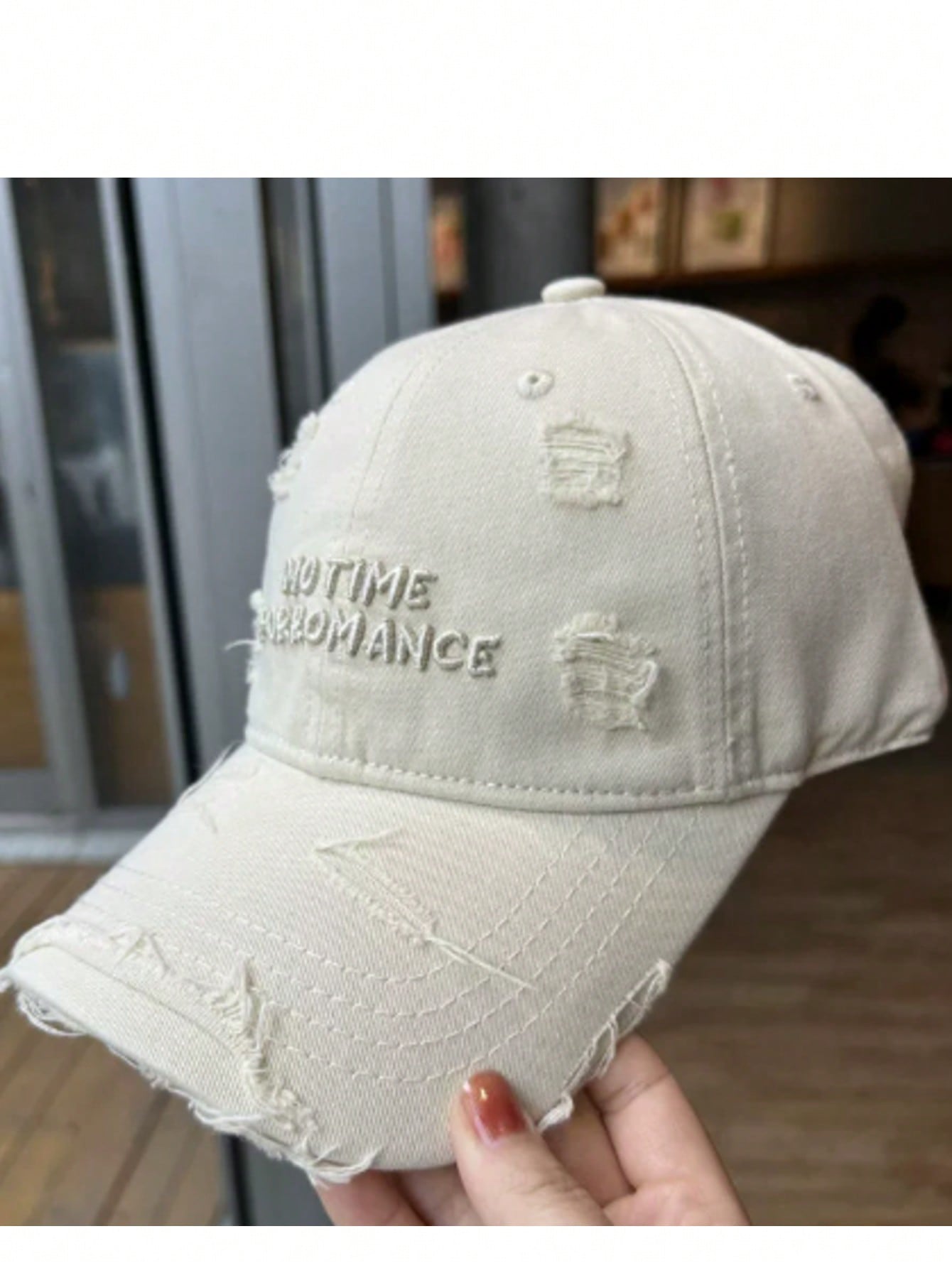 1 pièce Casquette de baseball en coton délavé avec broderie de lettre, femme, chapeau de soleil à large bord souple et surdimensionné