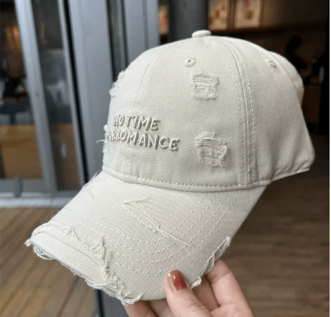 1 pièce Casquette de baseball en coton délavé avec broderie de lettre, femme, chapeau de soleil à large bord souple et surdimensionné